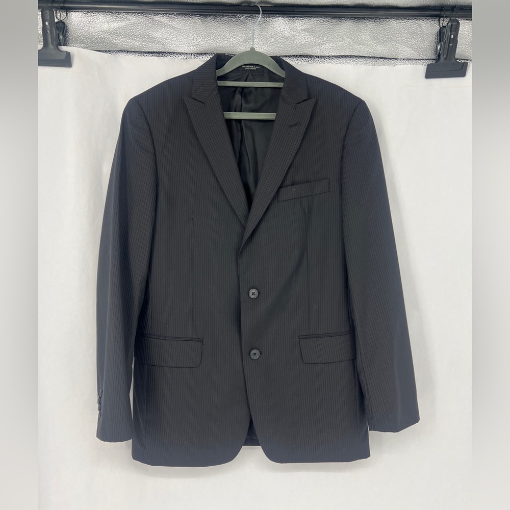 John Varvatos Black Pinstripe Two-Button Suit Jacket